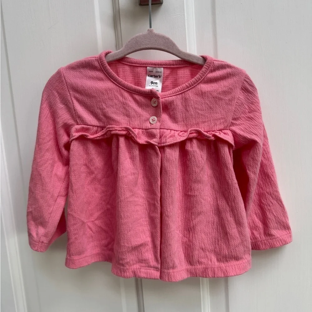Carter’s 9M Girls Pink Long Sleeve Blouse Cardigan